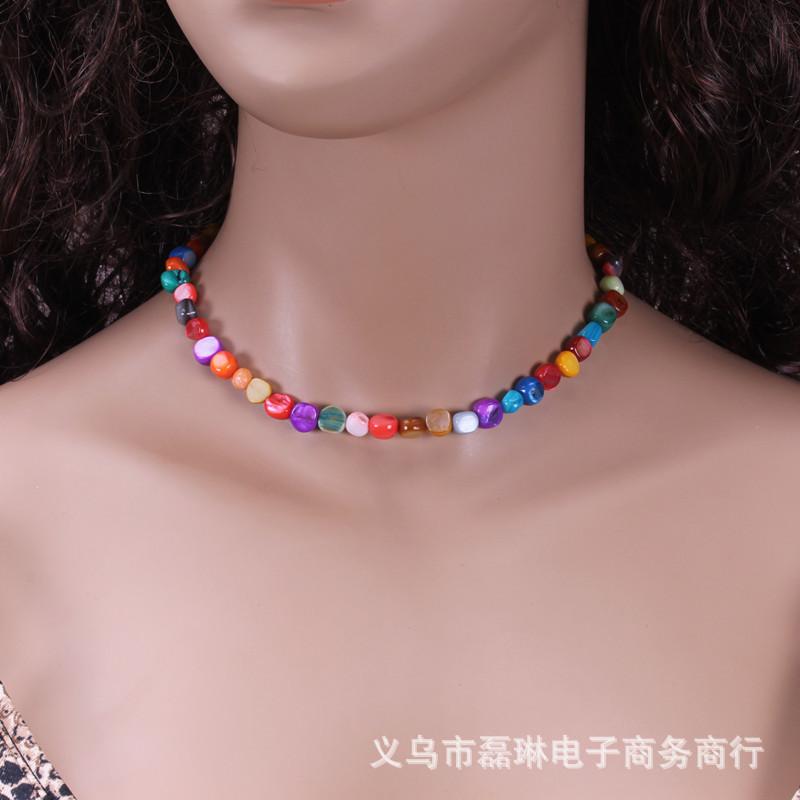 Jewelry Female Worker String Colorful Beads Bohemian Fashion Shell Necklace Two-piece Set
