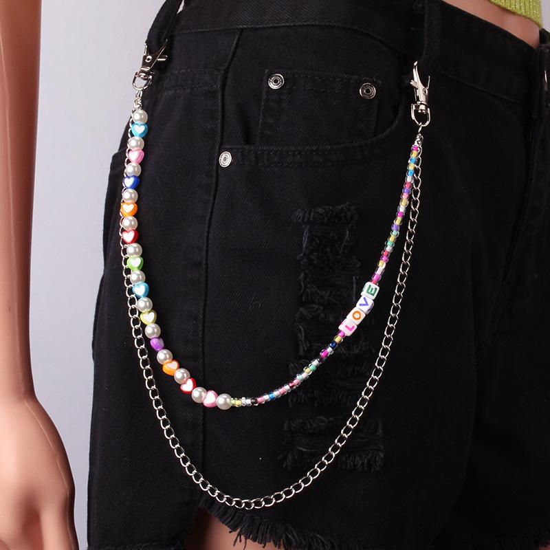 Jewelry Sexy Tassel Fruit Peach Heart Soft Pottery Pants Chain Double Chain Imitation Pearl Body Chain