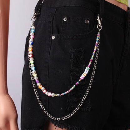 Jewelry Sexy Tassel Fruit Peach Heart Soft Pottery Pants Chain Double Chain Imitation Pearl Body Chain