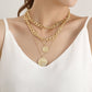 Jewelry aluminum alloy multi-layer round plate pendant necklace ladies fashion temperament handmade popular necklace