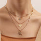 Jewelry fashion multi-layer gold retro love necklace niche design octagon clavicle chain