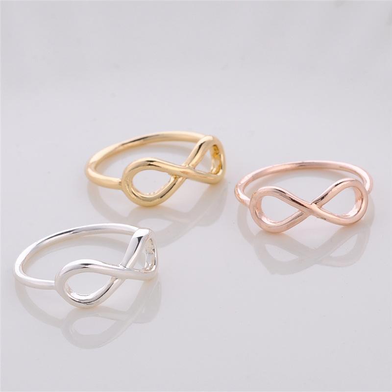 Simple Lucky Number 8 Ring Female Wave Cross Ring Gold Silver Rose Gold Plating Alloy