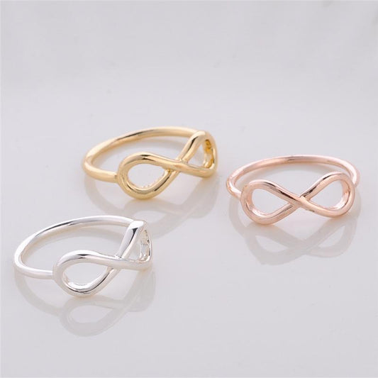 Simple Lucky Number 8 Ring Female Wave Cross Ring Gold Silver Rose Gold Plating Alloy