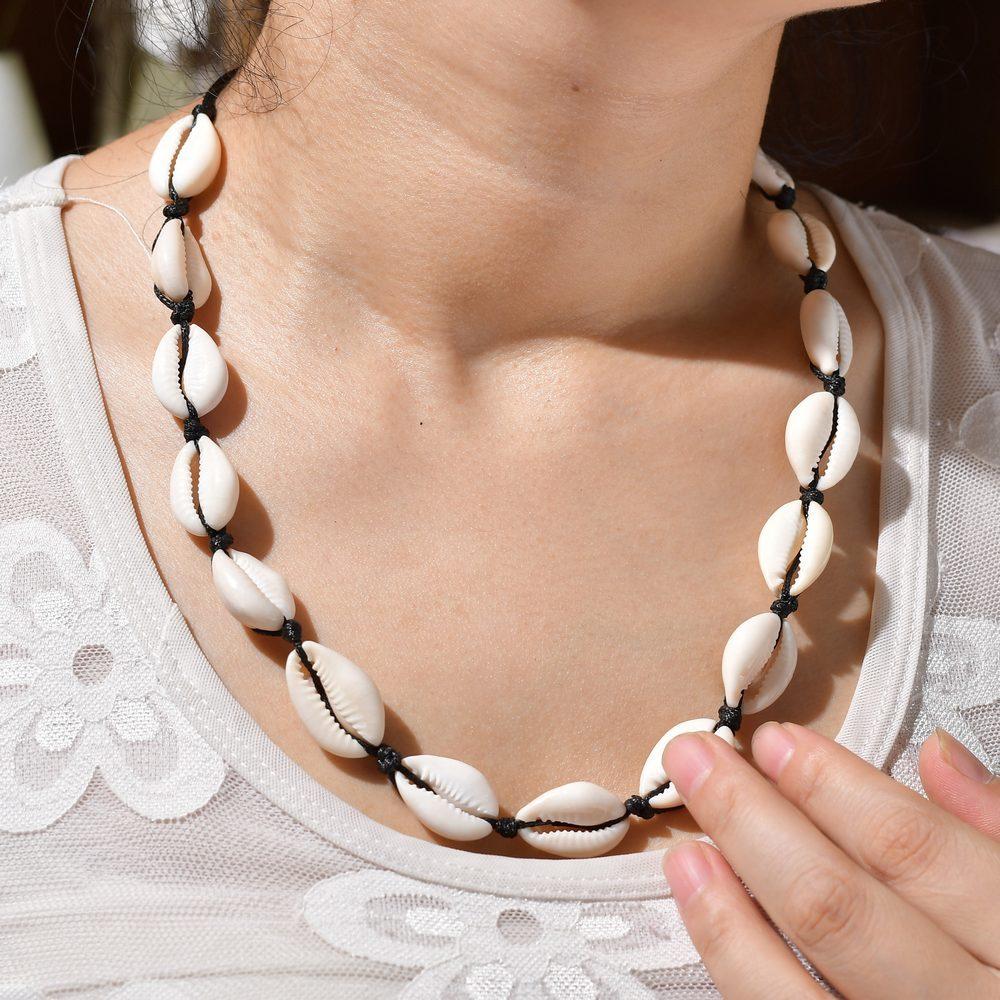 Accessories Boho Ethnic Big Shell Necklace Beach Vacation Braided Necklace Jewelry