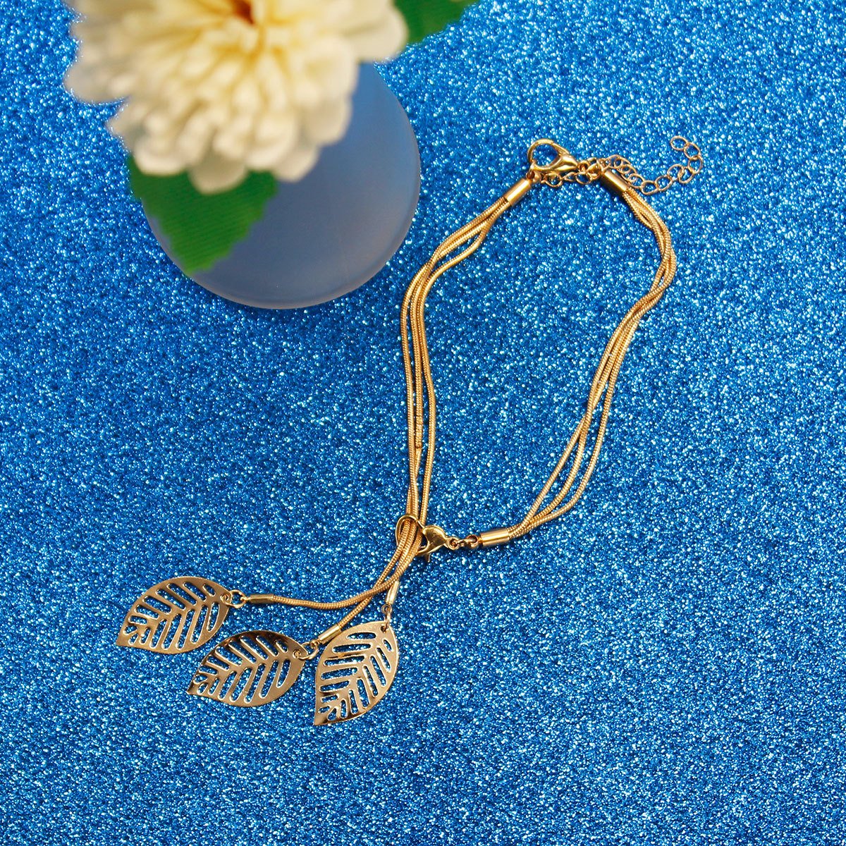 Jewelry Gold Wire Mesh Alloy Bracelet Hollow Leaf Bracelet