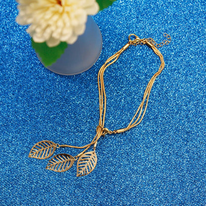 Jewelry Gold Wire Mesh Alloy Bracelet Hollow Leaf Bracelet