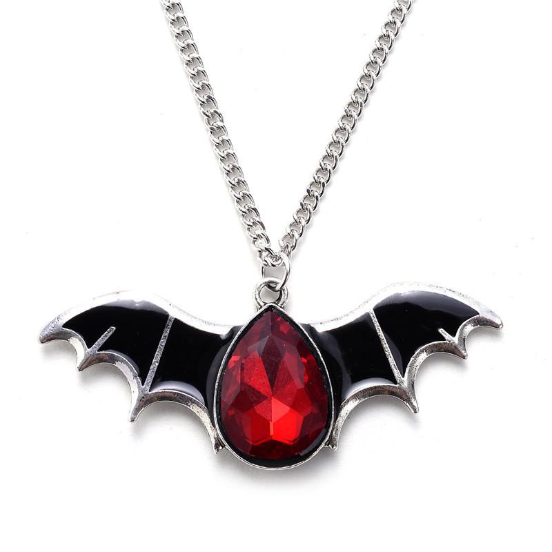 Explosive jewelry Halloween bat necklace female personality punk drip oil couple pendant male sweater chain jewelry