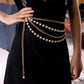 Jewelry hip-hop metal texture imitation pearl multi-circle waist chain temperament small incense chain body