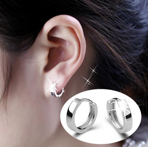 Fashion silver-plated round unisex earrings simple personality ear buckle Taobao jewelry