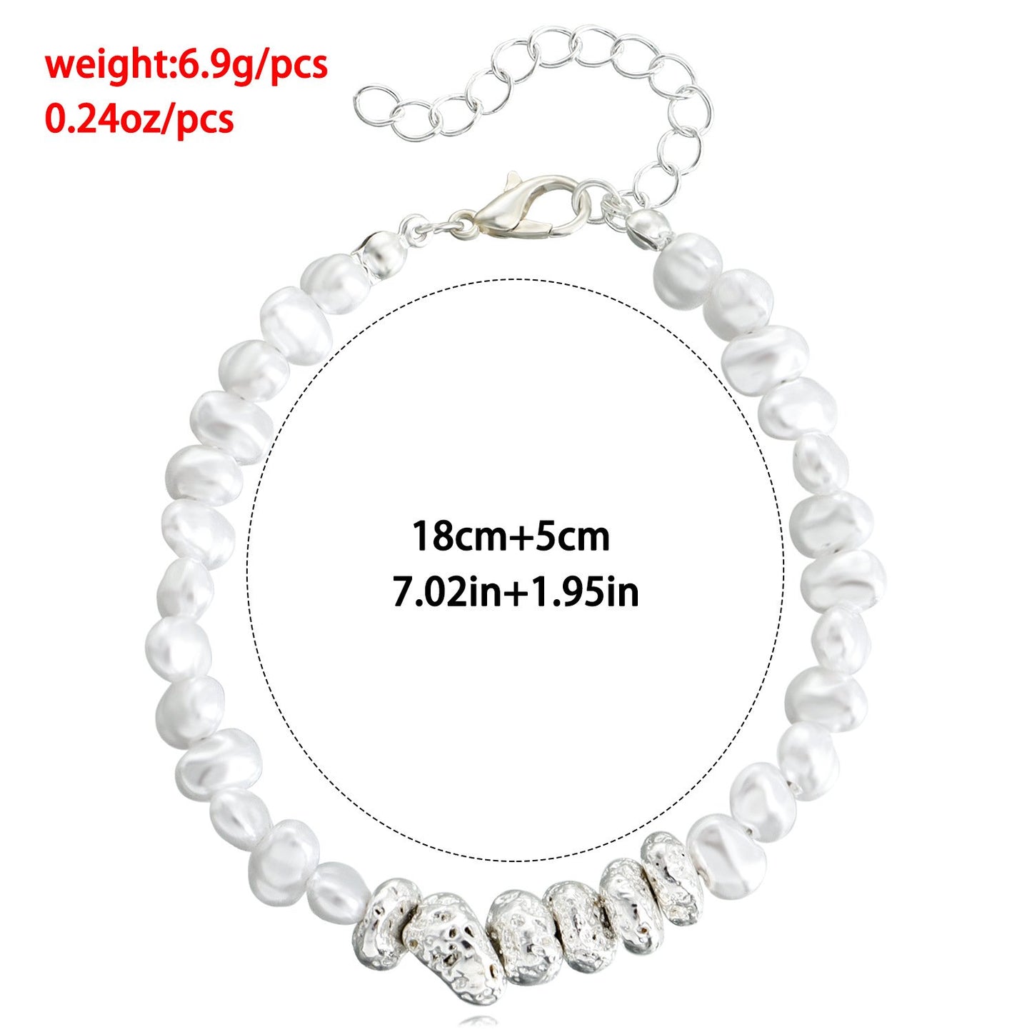 Jewelry ins fashion design sense special-shaped imitation pearl broken silver couple bracelet girls carefully selected accessories