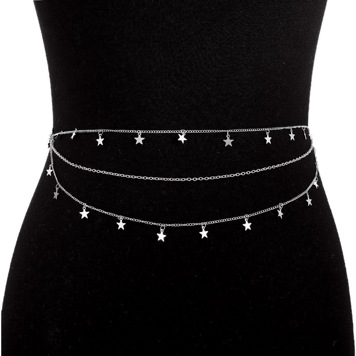 C38 sexy multi-layer personality waist chain five-pointed star personality metal holiday body chain female