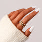 Trendy Street Shot Fashion Ladies Stainless Steel Creative Design Open Braided Line Adjustable Ring