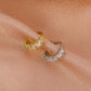 Retro Copper Inlaid Zircon Earrings Earrings Fashion Light Luxury Metal Geometric C-shaped Ear Bone Clip Earrings Without Ear Piercing