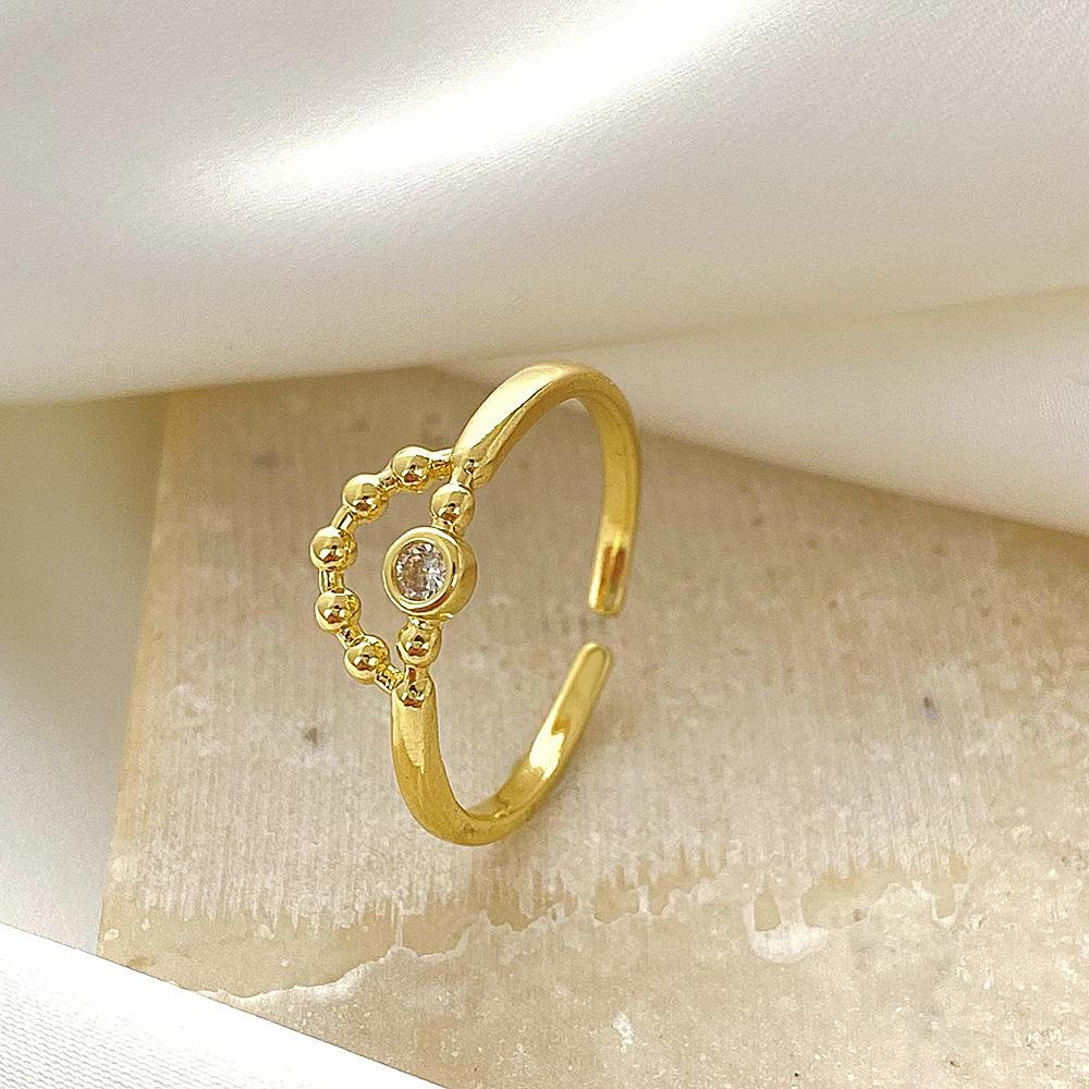 Ins Simple Diamond Love Ring Fashion Niche Design Xingyue Crown Geometric Opening Index Finger Ring Female