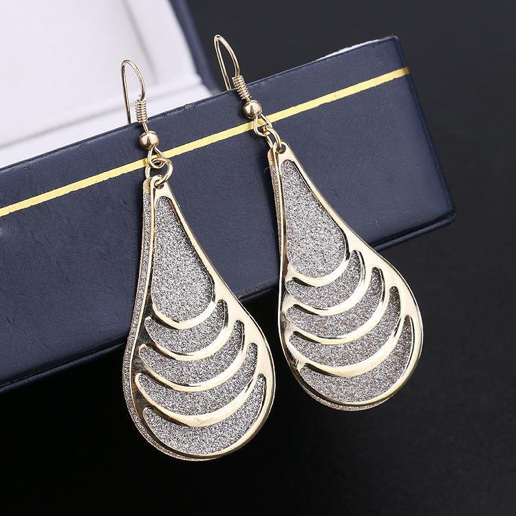 Popular Fashion Exaggerated Water Drop Alloy Frosted Earrings Boutique Earrings Earrings