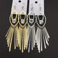 High Quality Ethnic Jewelry Oval Earrings Fine Textured Metal Tassel Imitation Zircon Earrings India