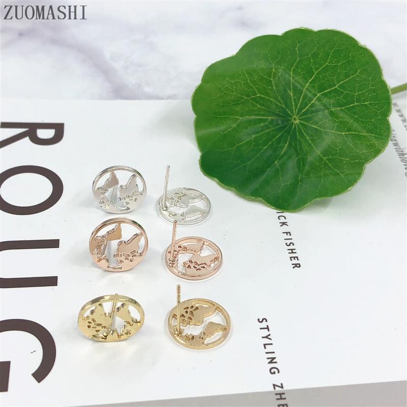 19-year style world map earrings simple personality hollow world map earrings trinkets