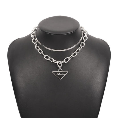 N9315 Jewelry Exaggerated Personality Street Shot Fashion Necklace Metal Texture Drip Oil Necklace Female