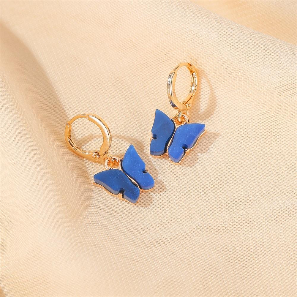 Butterfly earrings summer temperament super fairy butterfly earrings earrings ins color acrylic earrings