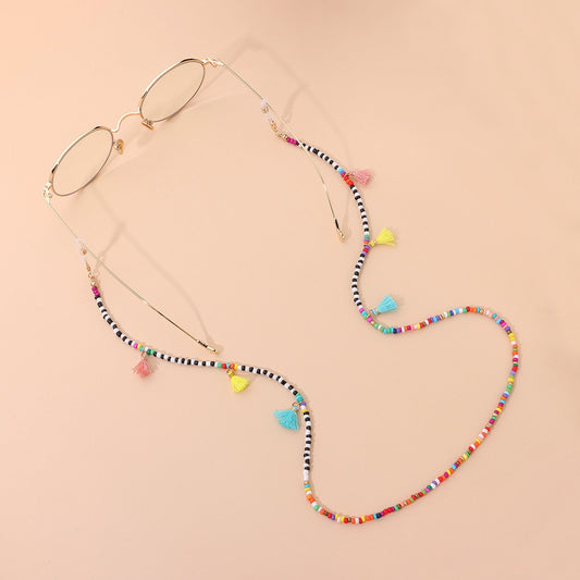 Jewelry Charm Colored Tassel Beads Beaded Glasses Chain Ladies Popular Temperament Frame Accessories