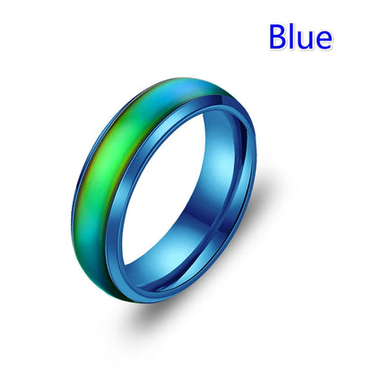 Explosive Style Temperature Sensitive Color Changing Stainless Steel Ring Couple Ring Jewelry Love Fashion Jewelry
