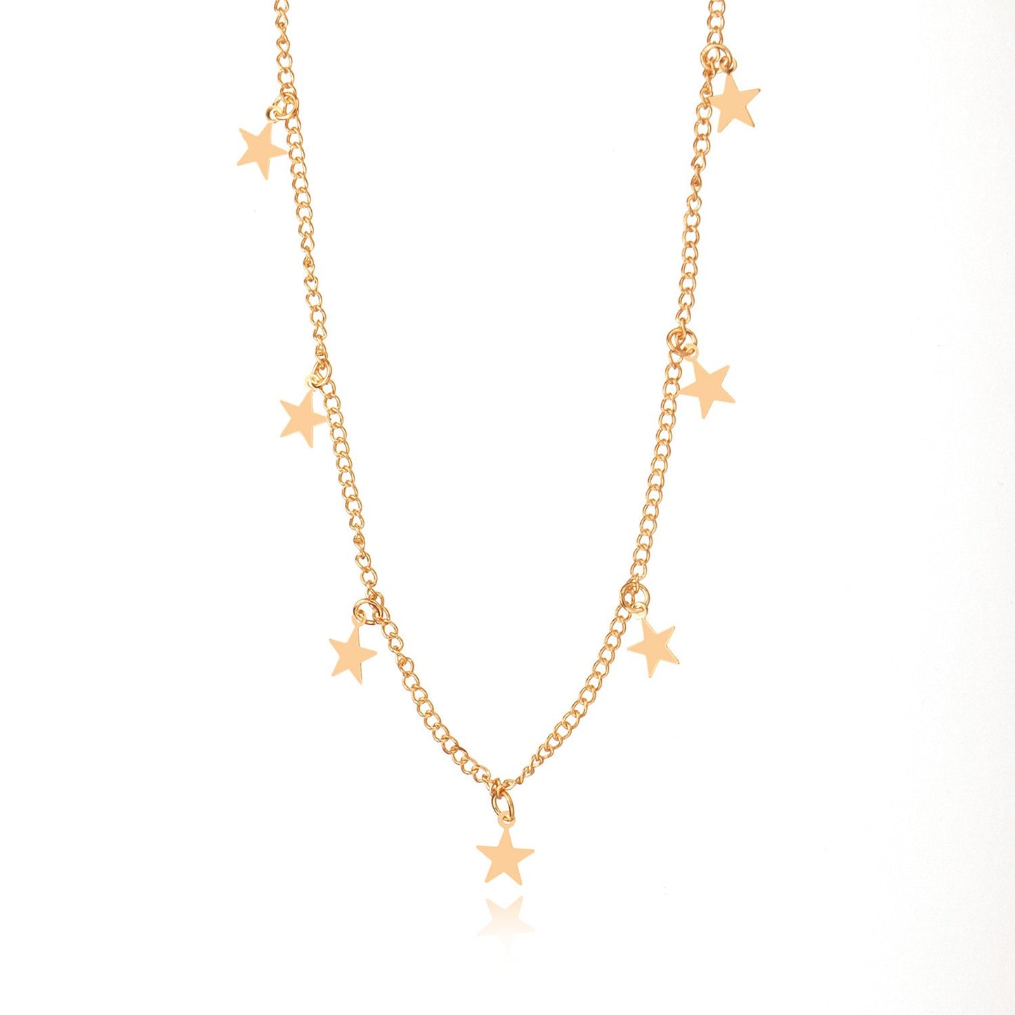 Fashion Simple Women's Alloy Plating Necklace Long Personalized Pentagon Pendant
