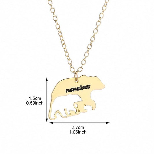 Accessories MaMabear Mother and Child Bear Necklace Hollow Cub Bear Mama Bear Pendant Mother's Day Gift