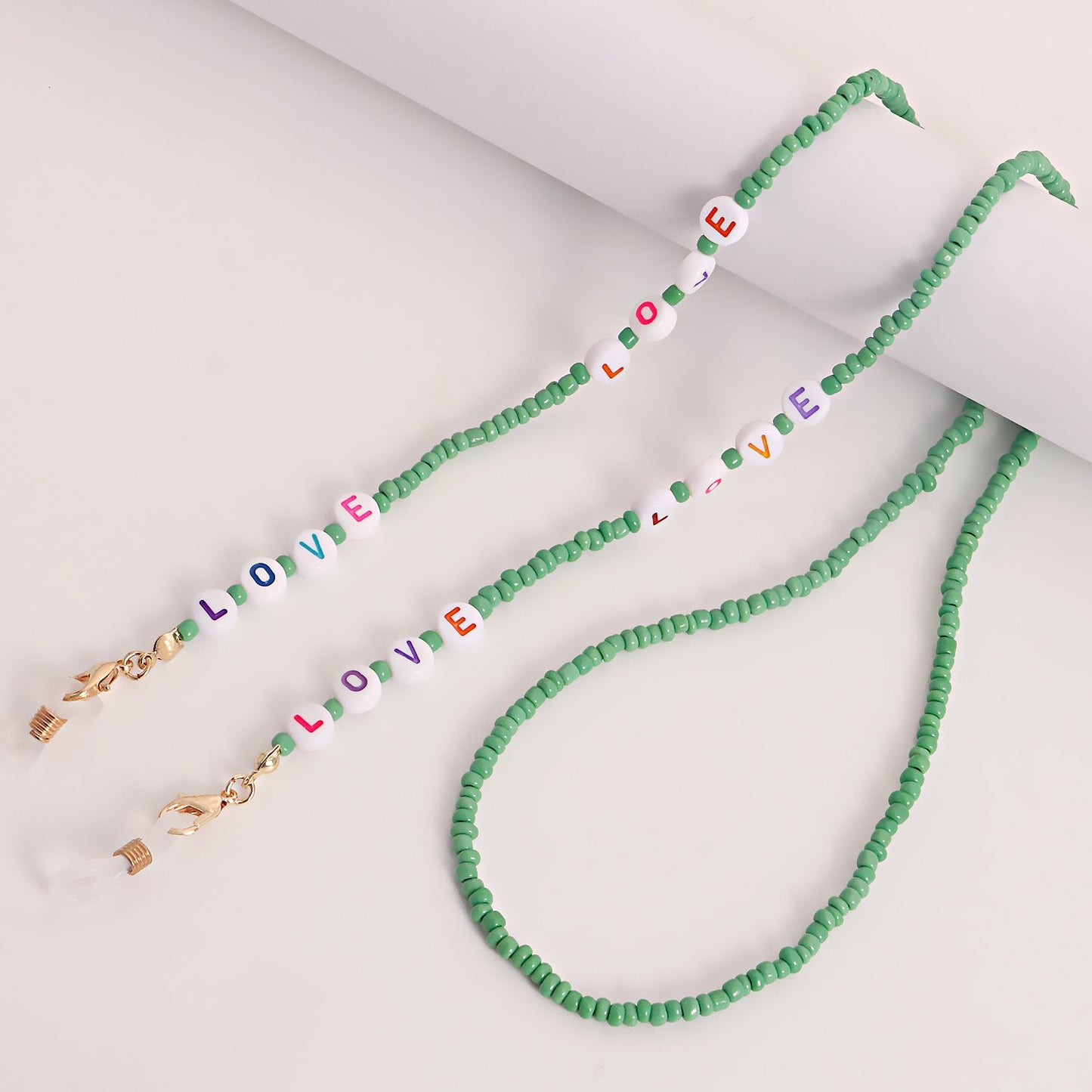Jewelry Bohemia pure color rice beads LOVE letter glasses chain accessories women's mask non-slip chain