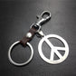 Anti-war symbol titanium steel pendant stainless steel key pendant cowhide connecting piece Valentine's Day gift world peace