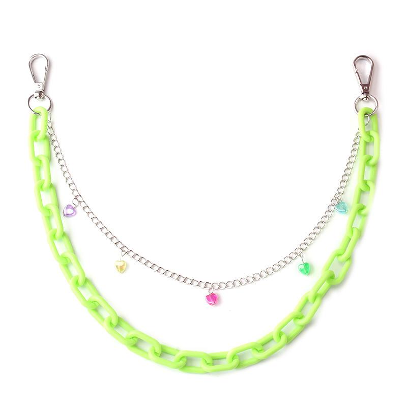 Jewelry Acrylic Double Chain Keychain Pendant Hip Hop Pants Chain Fashion Peach Heart Decoration