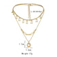 Fashion multi-layer U-shaped horseshoe tassel necklace personality oval pearl pendant clavicle chain jewelry female