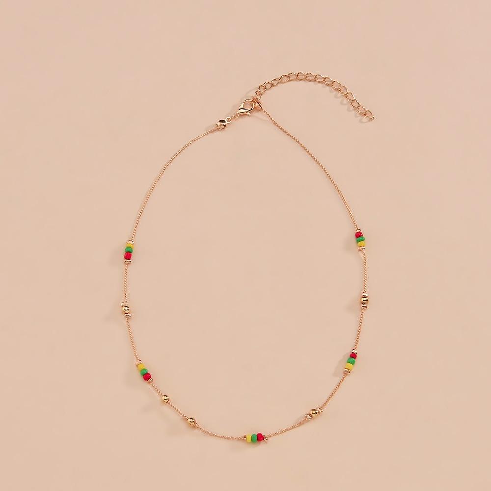 Bohemian Ethnic Color Rice Bead Necklace Fashion Clavicle Chain Necklace Accessories