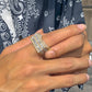 Jewelry hip-hop trendy square full diamond index finger ring personality punk metal diamond men's ring