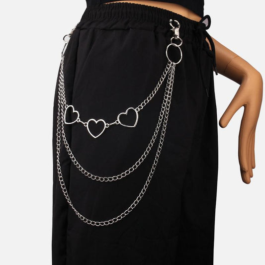 Jewelry Punk Metal Chain Geometric Pants Chain Fashionable Versatile Peach Heart Waist Chain for Men and Women