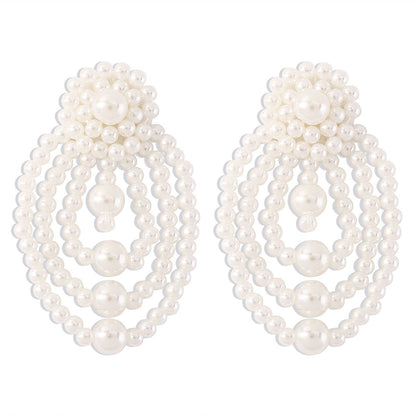E1997 retro small multi-layer braided earrings imitation pearl atmosphere simple personality fashion earrings for women