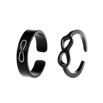 ins simple 8-character ring set fashion personality geometric opening adjustable ring lucky couple ring