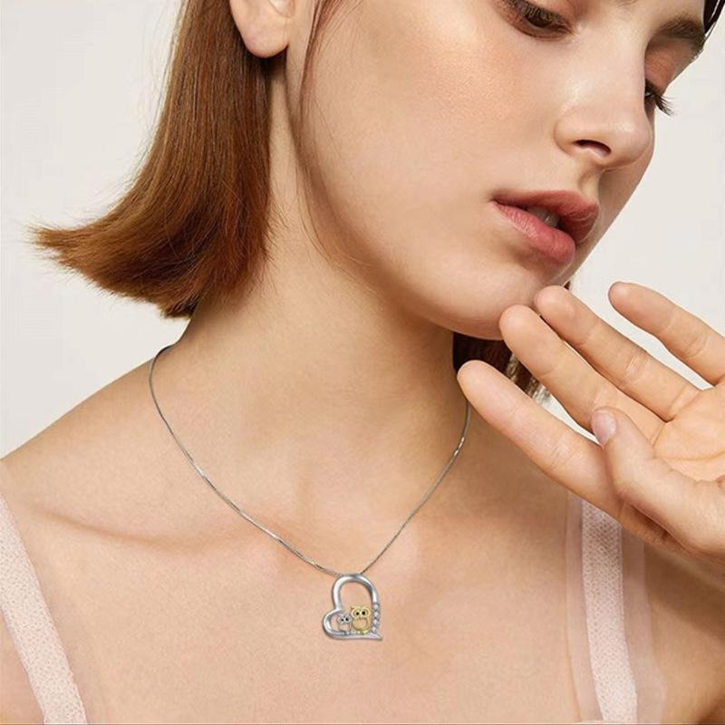 Jewelry Owl Pendant Necklace Female Niche Design Sense Cartoon Card Love Children's Day Gift Jewelry