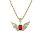 Personality Fashion Square Gemstone Diamond Angel Wings Hip Hop Men's Necklace Jewelry