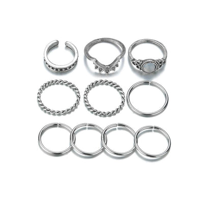 Vintage Alloy Resin Accessories Multi-Piece Ring Ethnic Turquoise Knuckle Rings Women Accessories