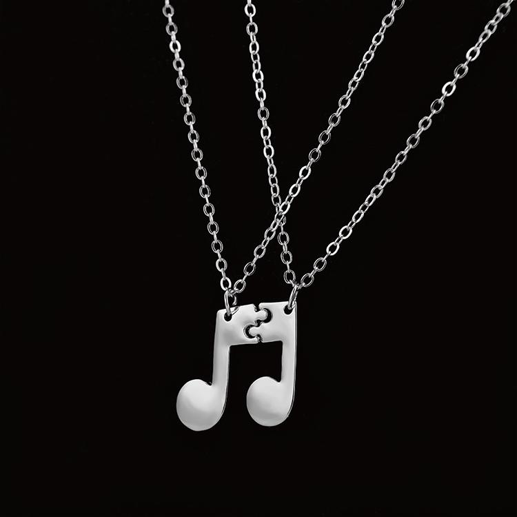 Clavicle Chain Music Note Logo Pendant Short Couple Music Necklace Two