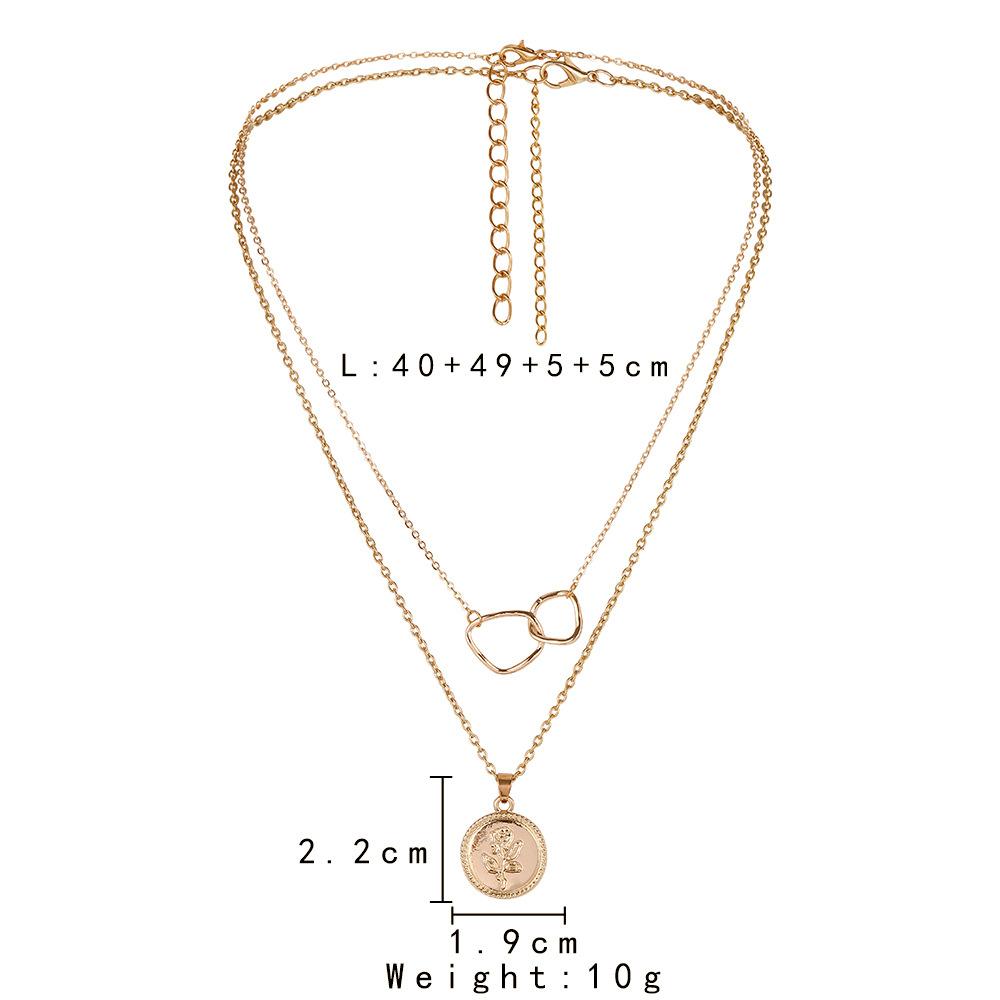 ins double-layer rose coin irregular circle necklace simple fashion all-match ladies clavicle chain