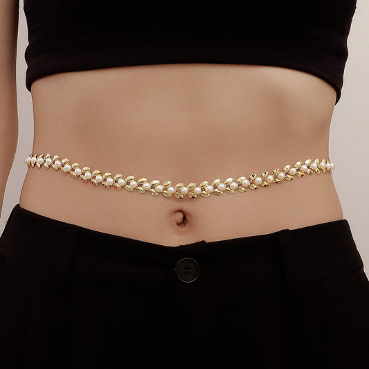 Jewelry creative design Xiaoxiang pearl waist chain women's high-end fashion metal body chain