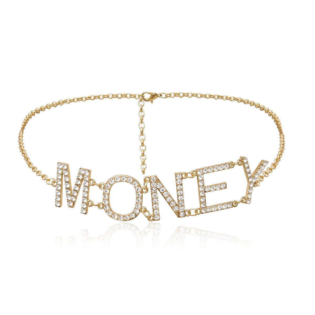 Jewelry simple and versatile tassel waist chain female diamond MONEY letter pendant body chain