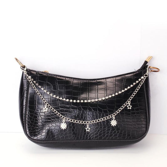 Accessories electroplated metal peach heart ladies bag pendant double chain letter pendant bag chain