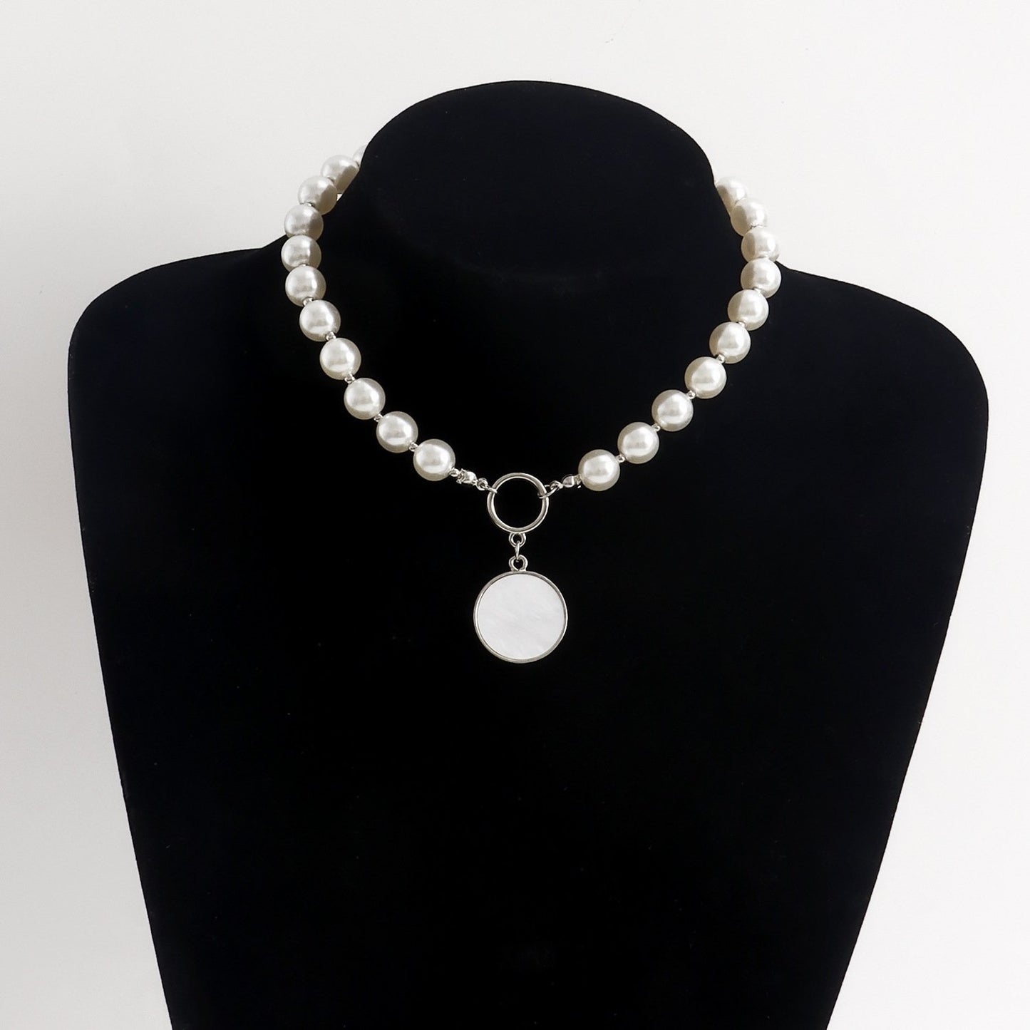 Jewelry ins mix and match shell bead beaded necklace round white mother-of-pearl pendant necklace female Choker