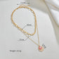 Fashion Round Alloy Resin Bezel Diamond Pendant Necklace Retro Square Line Double Layer Necklace Accessories