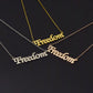 Freedom Necklace Simple Creative Alphabet Pendant Lucky Couple Gift