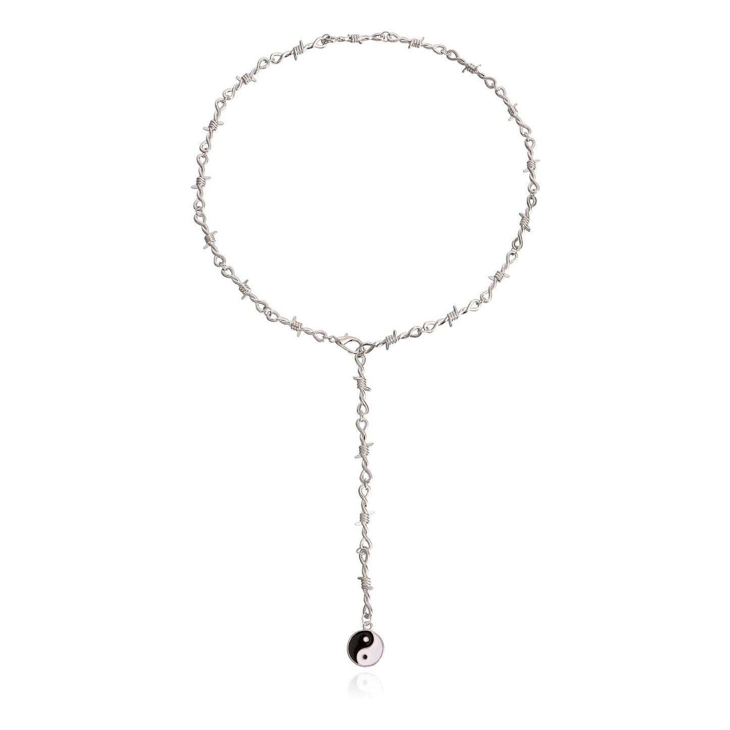 Jewelry trendy brand long hip-hop prickly thorn chain yin-yang gossip necklace female ins niche design
