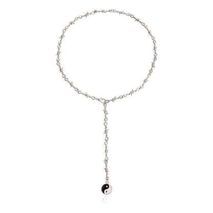 Jewelry trendy brand long hip-hop prickly thorn chain yin-yang gossip necklace female ins niche design
