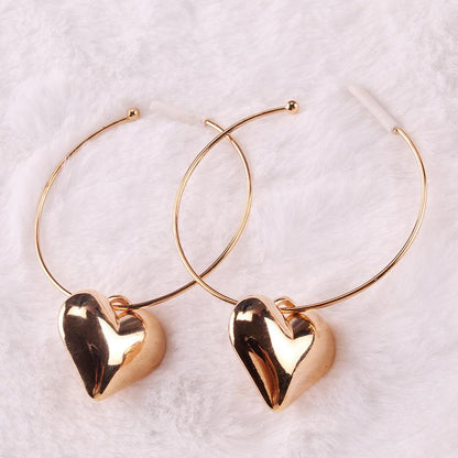 Jewelry Fashion Glossy Three-dimensional Love Pendant Earrings Necklace Women's Multi-layer Chain Peach Heart Necklace